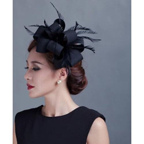 Fashion Flower Feather Fascinator Cocktail Party Headwear Clip Bridal Hair Pin Accessory For Women Gift Party Wedding Jewellery