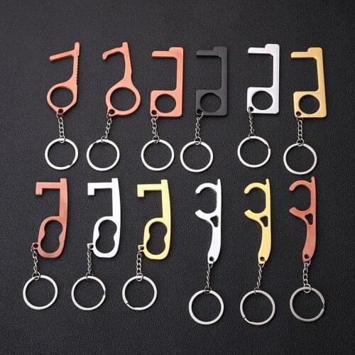 New Anti Contact Door Opener No Touch Key Door Opener Key Chain Non-contact Door Handle Elevator Artifact Keychain Dropshipping