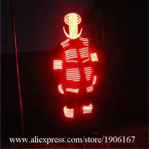 New Arrival Led Luminous Christmas Clothes Light Up Led Robot Suit With Led Helmet Ballroom Costume