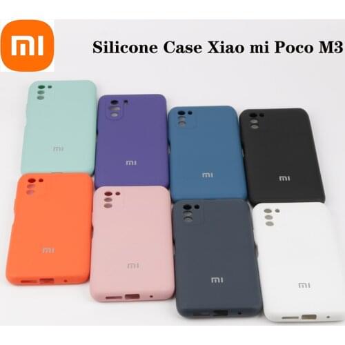 Original Xiaomi Mi Poco M3 NFC Silky Soft-Touch Liquid Silicone Phone Protective Cover Case for Poco M3 with logo