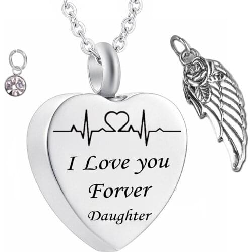 Angel Wing Cremation Necklace Birthstone crystal pendant Ashes Memorial Keepsake Pendant Stainless Steel Jewelry for daughter