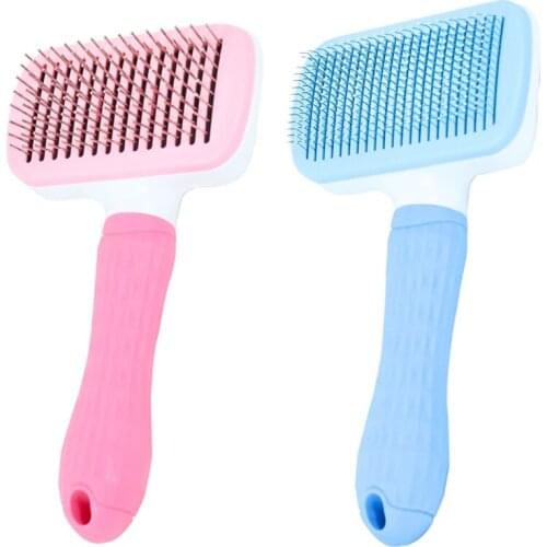 Self Cleaning Dog Cat Slicker Brush with Massage Particles Pet Grooming Tool One-click Hair Removal Promote Circulation