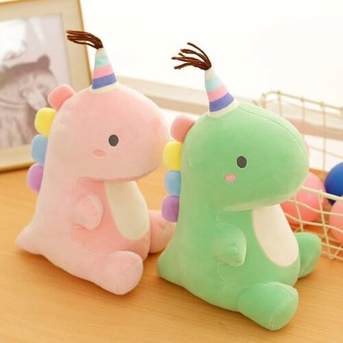 Cute Dinosaur Plush Toy Soft Plushies Pillow Stuffed Animal Dolls Dino with Colorful Hat Kawaii Playmate Body Pillows for Kids