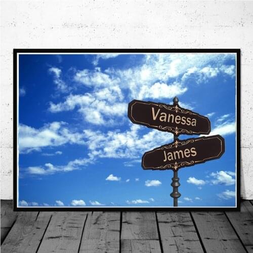 Nordic Custom personalized name poster wall art canvas painting print in forest trail gift for weddings livingroom decoration