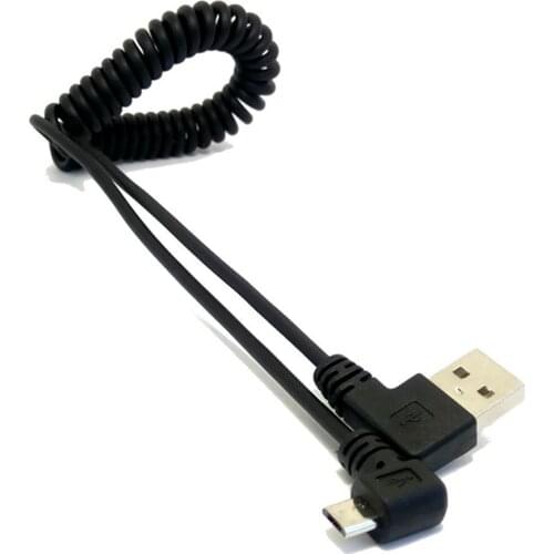 Dual elbow micro USB spiral data cable V8 Android Bluetooth speaker charging line spring data