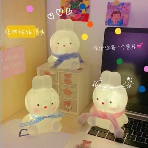 LED Night Light Lamp Colors Cute Rabbit Room Nightlights Atmosphere Table Bedroom Bedside for Kids Baby