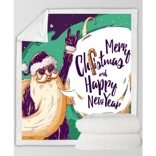 Warm Blanke Christmas Adult Children 3D Digital Printing Cotton Velvet Thick Blanket 130*150 Cm 150*200 Cm