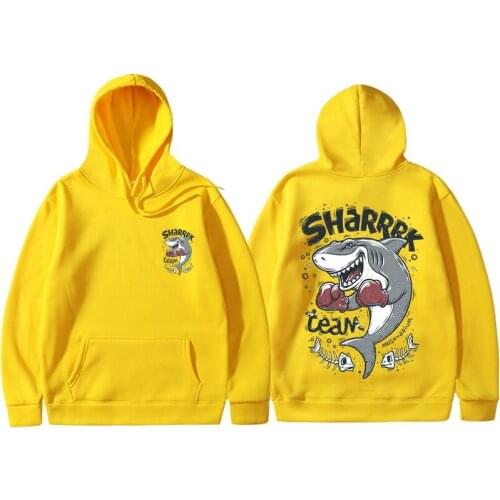Japan Harajuku Boxing Shark Men And Women Hoodie Pullover Streetwear Men And Women Hip Hop Street Erkek Streetwear