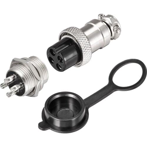 Uxcell 16mm 4 Terminals 7A 400V GX16 Aviation Connector with Plug Cover 5 Set