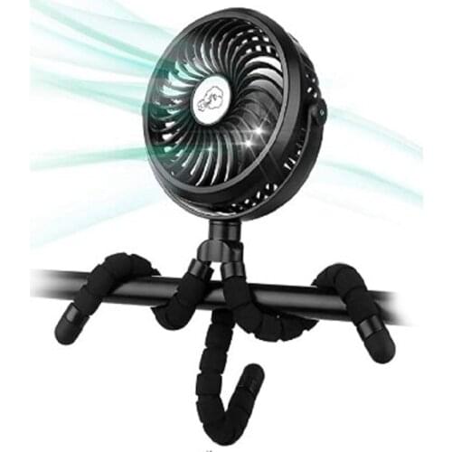 Stroller Fan Octopus Fan Portable Deformable Clip-on Desk Fan Flexible Tripod USB Charging Hanging Octopus Shape Stand 3 Speeds