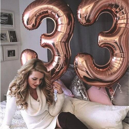 Large16 32 40Inch Balloons Number 16 18 21 30 40 50 Silver Gold Foil Balloon Happy Birthday Decoration Anniversary Party Decor
