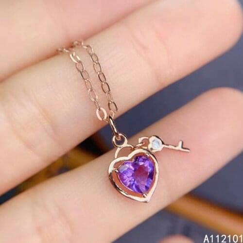 KJJEAXCMY fine Jewelry 925 Sterling Silver Amethyst Girl new luxury Pendant Necklace Chinese style hot selling