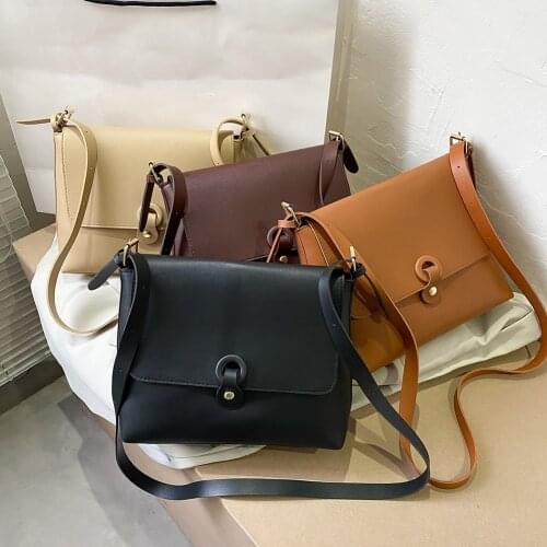 Women Fashion Solid Color Messenger Bag Ladies Stylish PU Leather Shoulder Bag Fashion Exquisite Shopping Bag