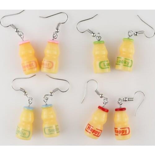 Drink Resin Women Drop Earrings Personality Creative Mineral Bottle Yogurt Style Cute Simpe Accessories For Girls Women Jewelry