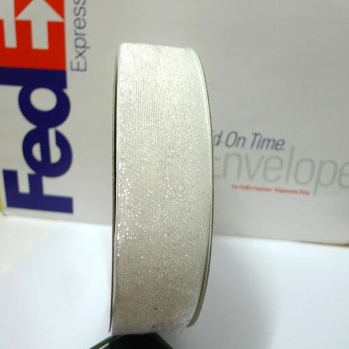 1-1/2'' 38mm #07 White Glitter Metallic Velvet Ribbon