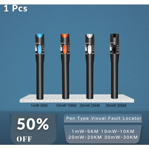 10mW Pen Type Visual Fault Locator 1mW 20mW 30mW 5/10/20/30KM Fiber Optic Cable Tester Red Laser Light SC/FC/ST