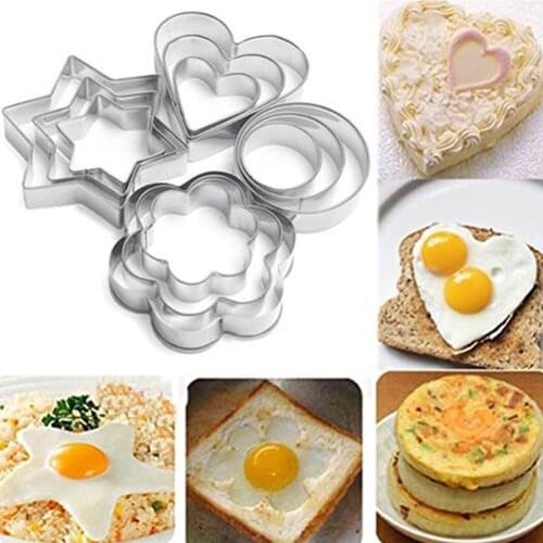 12 Pcs Cake Mold Stainless Steel DIY Fried Egg Cookie Mould Biscuits Fruit Fondant Sugarcrafts Cutter Kitchen Tool Wholesale Hot