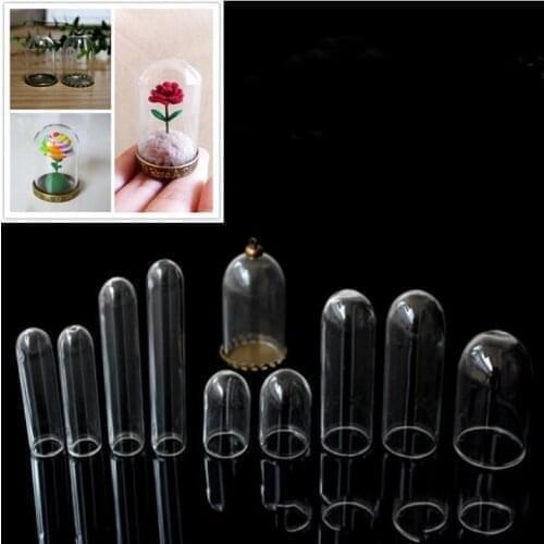 20pcs 13 Size Tube bell shape glass globe bottle glass ball glass vial cover dome glass bottle cute charms diy home decor gift