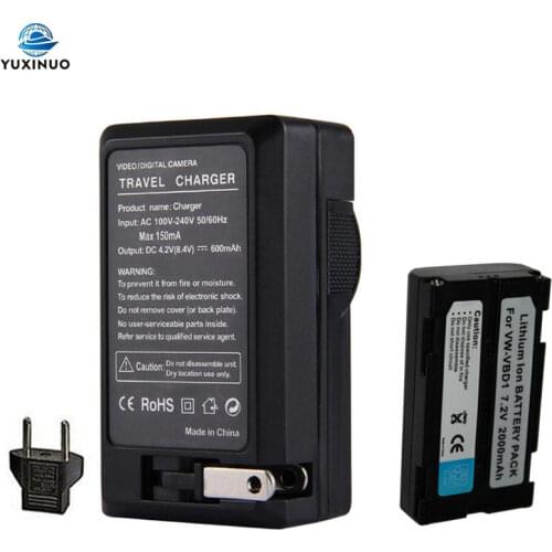 2000mAh VW-VBD1 VWVBD1 B202 Battery + AC Charger for Panasonic EZ-1P NV-DR1 NV-DX110 PV-DV700 PV-DV950 PV-DV1000 VM-BPL30 DE3