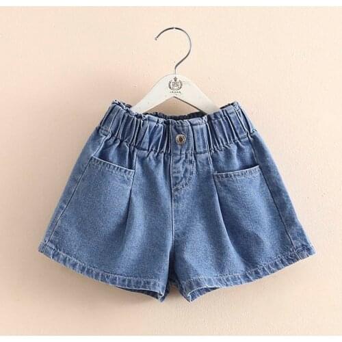 2021 Hot Summer Fashion Cute 3 4 5 6 7 8 9 10 11 12 Years Children Pocket Cotton Big Size Loose Denim Shorts For Baby Kids Girls