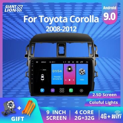 2DIN Android 9.0 Car Radio For Toyota Corolla 10 E140 E150 2006-2013 Head Unit Multimedia Video Player Navigation GPS DVD Player