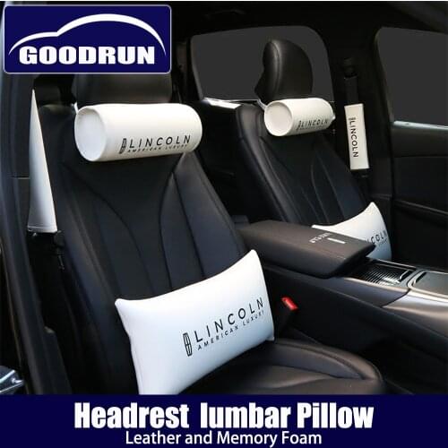 Memory Foam car pillow for Lincoln lumbar back neck support headrest cushion seat belt cover shoulder guard pad protector