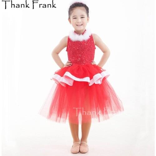 Sequin Girls Ballet Dress Adult Sleeveless Red Tutu Professional Dance Costumes C436