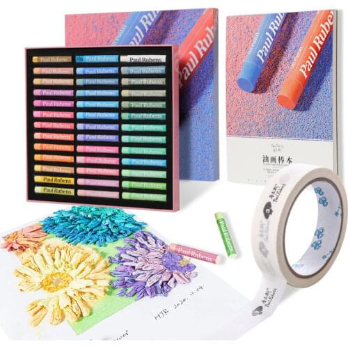 Paul Rubens Oil Pastel 36/48 Color Profession Drawing Set Pastel Paper with Masking Tape Glitter Macaron Color for Art Supplies