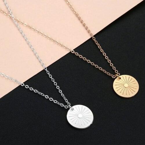 Cxwind Fashion Round Disc Charm Necklace Vintage Sun Pendants Necklaces Geometric Jewelry Lovers Kpop Collares Collier