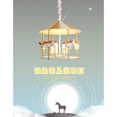Childrens Bedroom Candy Pegasus Cartoon Creative Lamp Nordic Princess Room American Girl Boy Chandelier Lamps