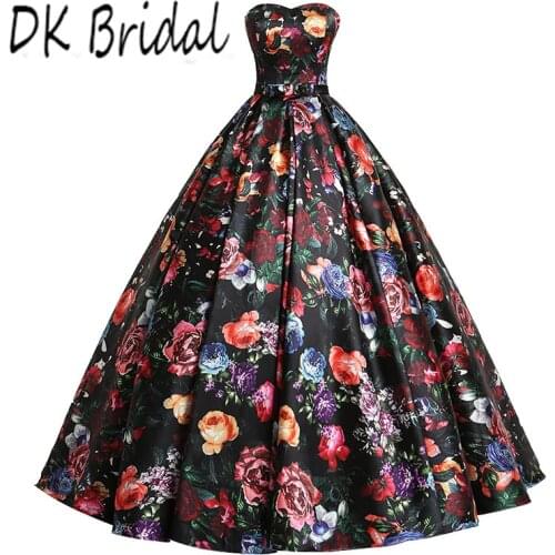 DK Bridal Ball Gown Prom Dress Long 3D Floral Print Formal Gowns Sweetheart Vestido De Festa DK1902