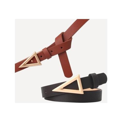 Women Leather Waist Belt Girdle Alloy Triangle Snap Buckle Hidden Button Fashion Jeans Skirt Dress Belt Waistband Accessories