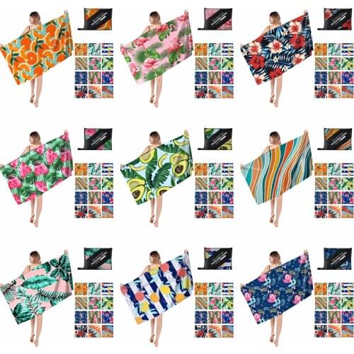 A Double faced Velour water absorbent and quick drying printing beach towel microfiber adult swimming towel