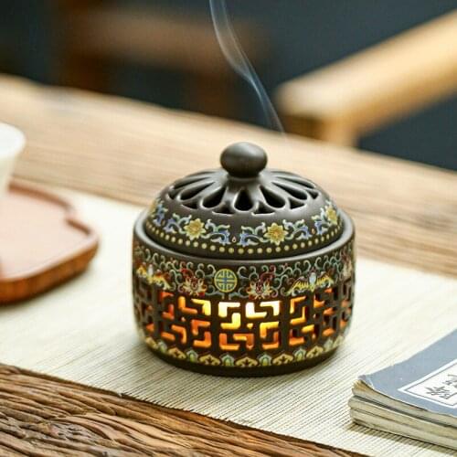 Smoke Fountain Incense Burner Ceramics Living Room Electrical Stick Burner Diffuser Incense Burner Incensario Home Decor DB60XX