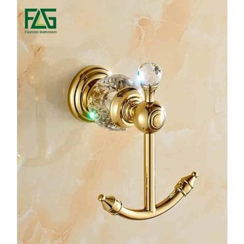 FLG Bathroom Accessories Gold Crystal wall hook Gold Crystal Single Coat Hooks hanger hook