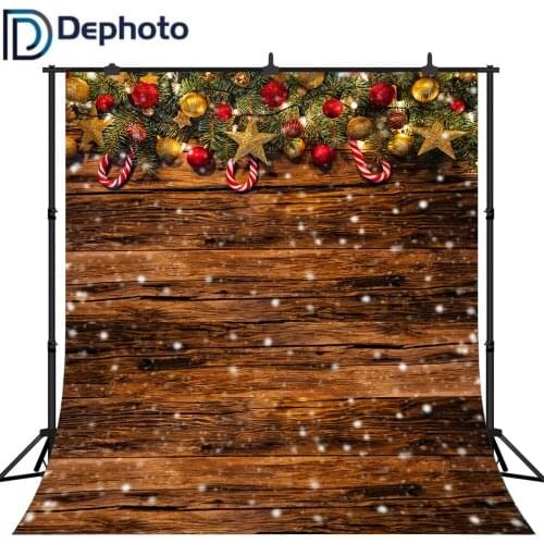 Dephoto Photography Backdrop Christmas Ball Snowflake Wooden Wall Pictorial Cloth Customized Photo Background Studio Prop