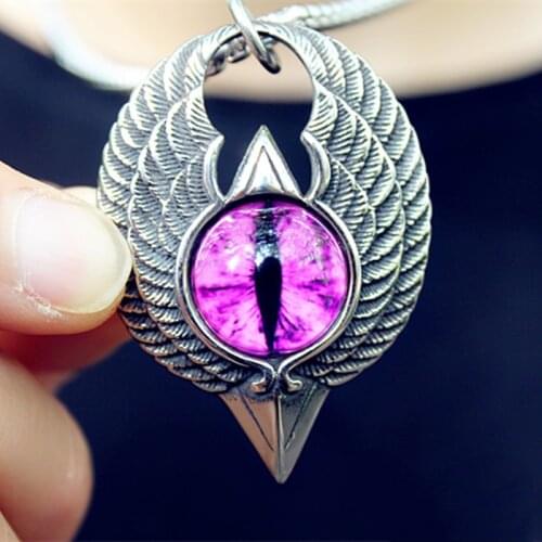 Fine Hand-made Retro Handsome Purple Magic Eye Flying Eagle Pendant Mens and Womens Jewelry Necklace