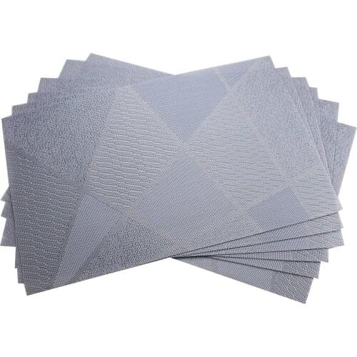 JANKNG 6Pcs Natural Placemats Woven Vinyl Non-Slip Insulation Heat Stain Resistant Washable Table Mat PVC Kitchen Placemats