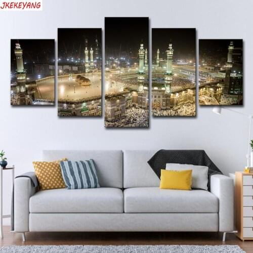 Full Square/Round Drill 5D DIY diamond painting 5pc Islamic Holy Land Pictures mosaic Diamond Embroidery Wall Arts J2205
