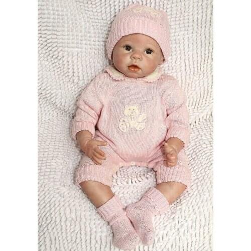 22 Inch/ 55 Cm Very Soft Silicone Newborn Baby Doll Reborn Babies Dolls Lifelike Real Baby Doll for Children Gift