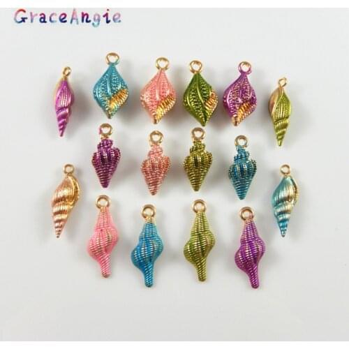 Cute 16Pcs Mix Color Nautical Ocean Shell Conch Sea Enamel Charm 20-24mm DIY Bracelet Necklace Hair Jewelry Accessory DIY Hanger