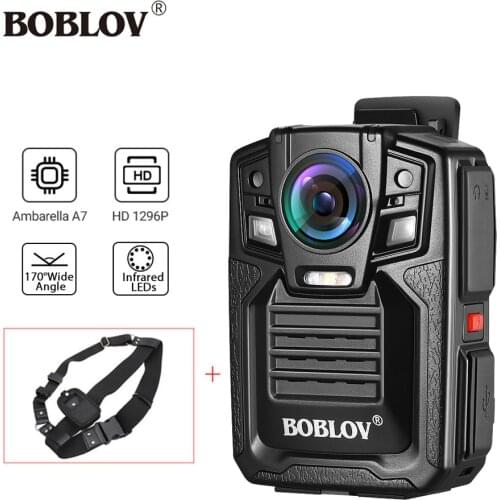 BOBLOV HD66-02 32GB/64GB HD 1296P Mini Camcorder Security Police Body Camera Night Vision Video Recorder With Chest Belt Cam