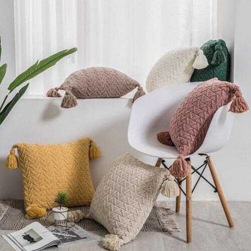 Nordic Tassels Chenille Pillow Case Knitted Pillow Cover Fall Home Decoration Pillowcase Sofa Cushion Cover Best Birthday Gifts