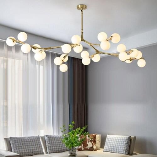 Nordic Molecular Body Spherical Glass Lampshade Chandelier Living Room Decoration Dining Room Chandeliers Stair Case G4 Lighting