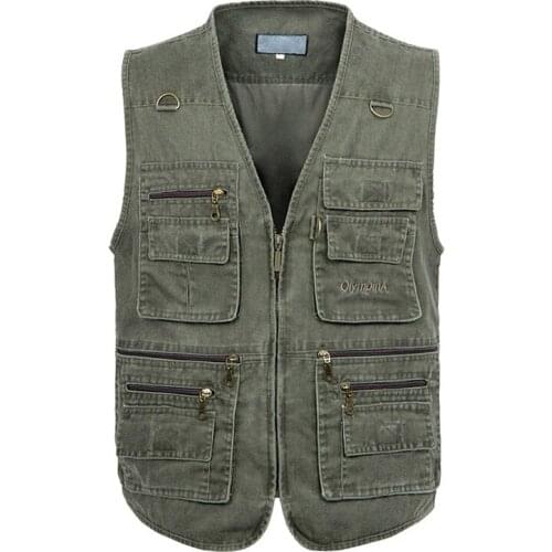 2020 New Mens Summer Casual Large Cotton Sleeveless Vest, with 16 Pockets of Mens Multi-pocket Photo Vest