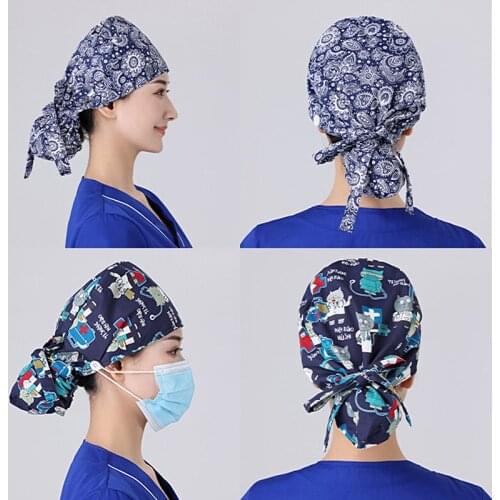 New Surgicals Cap Adjustable Anime Print Working Nursing Hats Beauty Salon Lab Dental Clinic Nurse Scrubs Caps Work Accessories