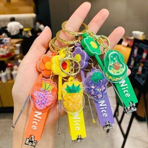 Personalized Cute Fruit Series Nail Clippers Ear Pick Keychain Pendant Creative Nail Clippers Car Chain Key Chain