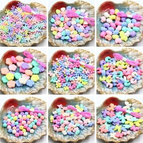 Mixed Acrylic Loose Beads lot Round Flower Heart Candies Oval Shapes for Jewelry Making DIY Crafts Findings