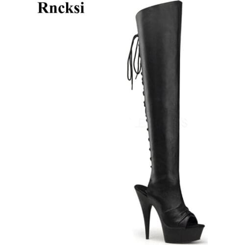 Rncksi Hot Spring Women Sexy Fish Toe 15cm High Heels Night Club Over The Knee Boots Pole Dancing Party Girl Shoes Boots