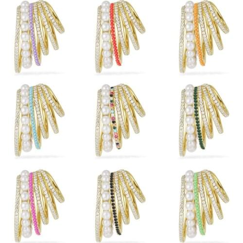 European and American Parts Alloy Pearl jie ke zuan Multi-Clip-on Earrings Explosion Pierceless Ear Clip Popular Ornament Female